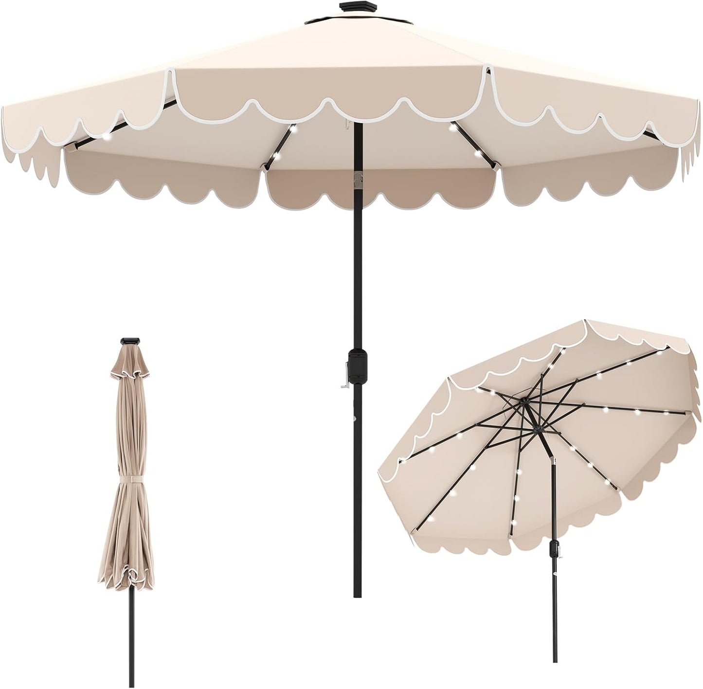 Tangkula 10FT Solar LED Patio Umbrella with Crank and Tilt