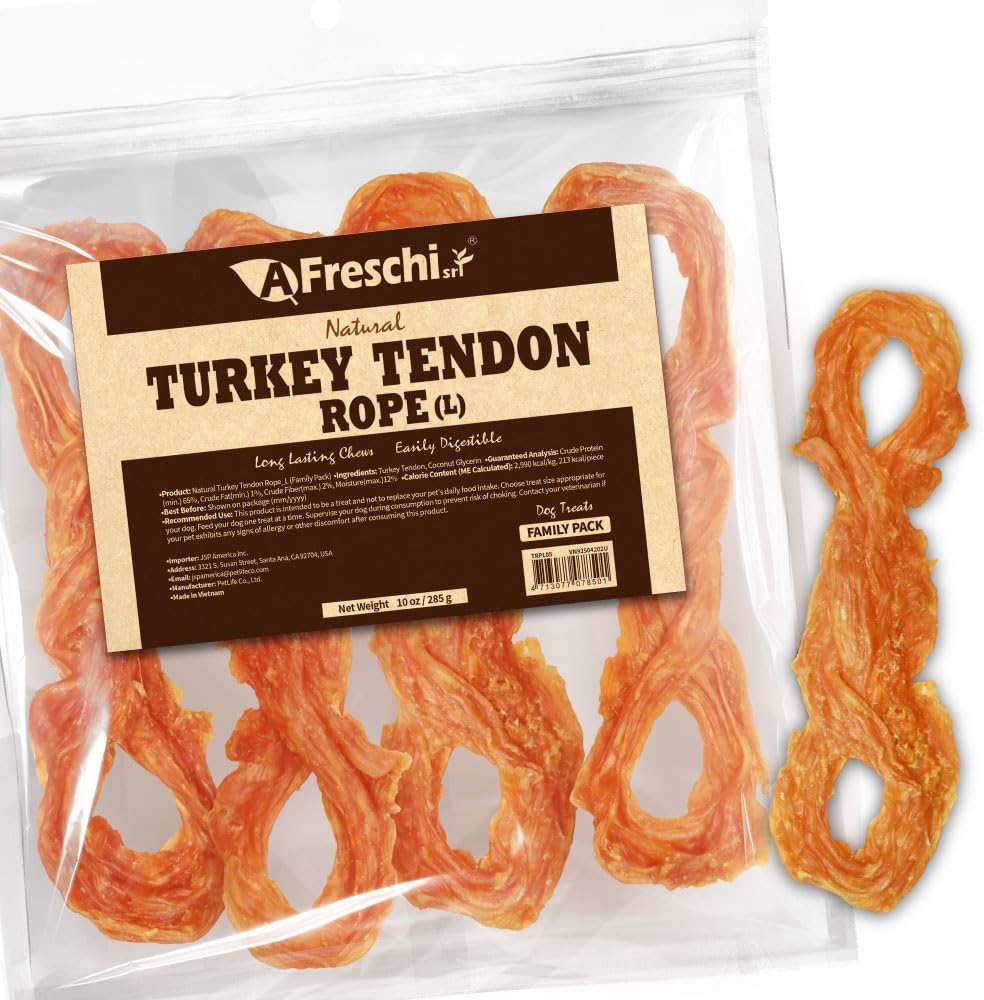 Natural Turkey Tendon Rope Chew for Large Breeds - 10 oz