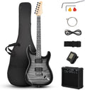 Ktaxon 39 in Electric Guitar Kit Black - Tiger Stripe Beginner Set