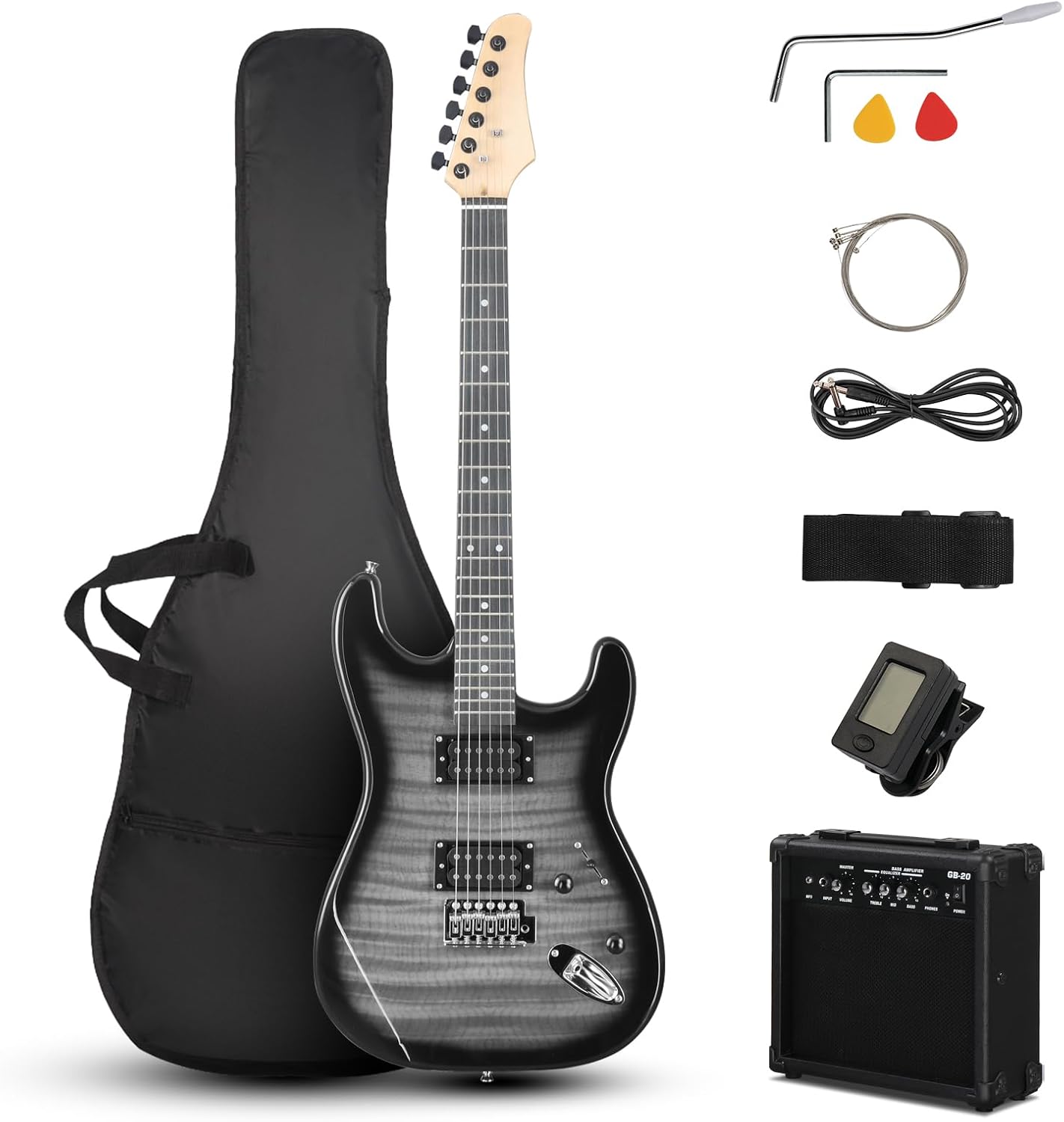 Ktaxon 39 Inch Electric Guitar Kit with 20W Amplifier & Accessories