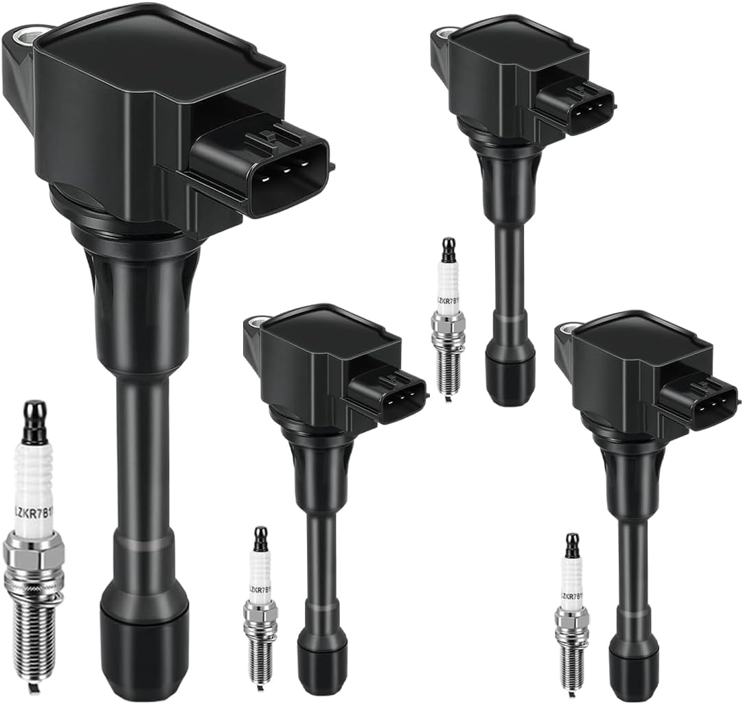 Set of 4 Ignition Coil Pack & Spark Plugs for Nissan Vehicles