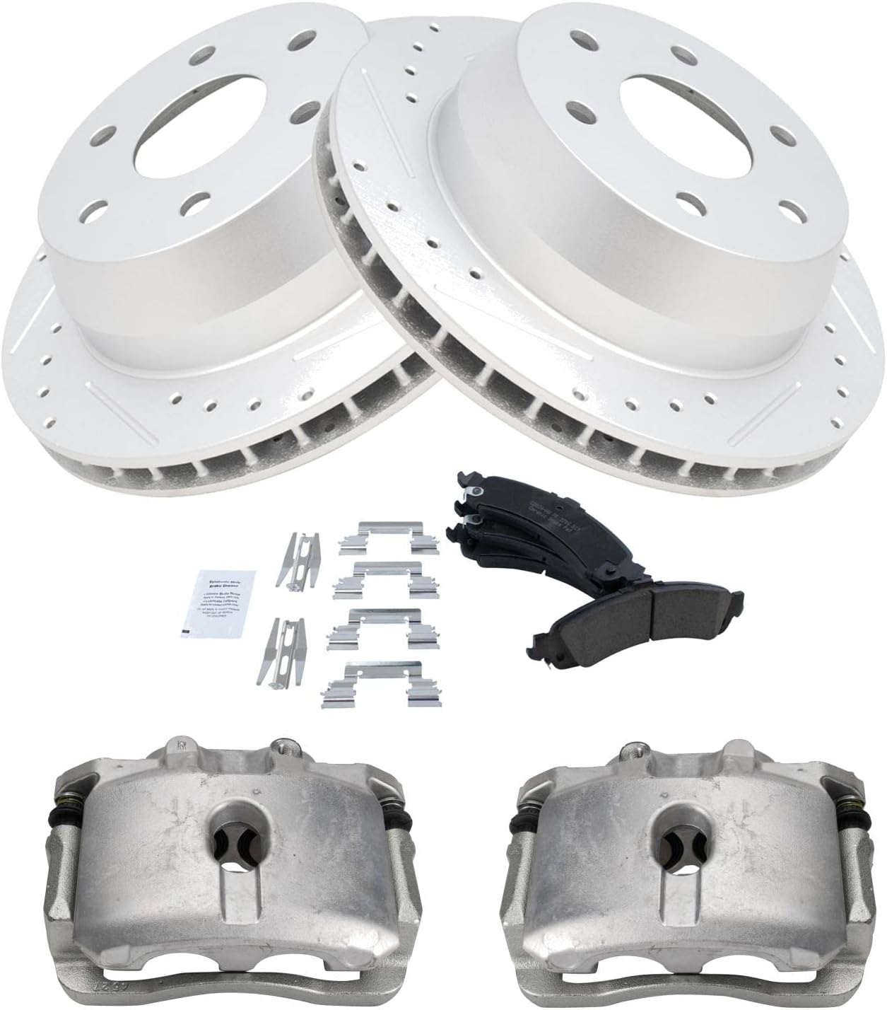 TRQ Rear Brake Calipers with Ceramic Pads & Drilled Rotors