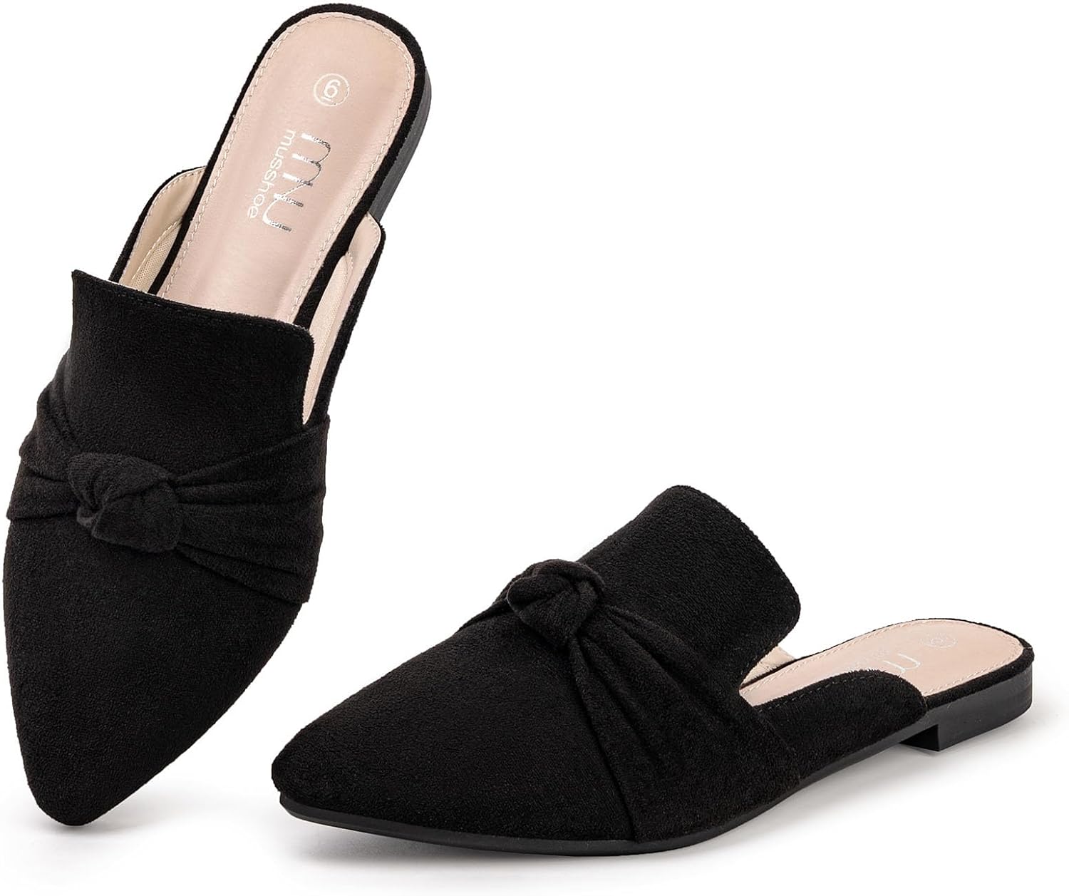 Comfortable Pointed Toe Mules Flats for Women by MUSSHOE