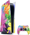 Glossy Glitter Gaming Skin for PS5 Bundle - Colorful Flowers