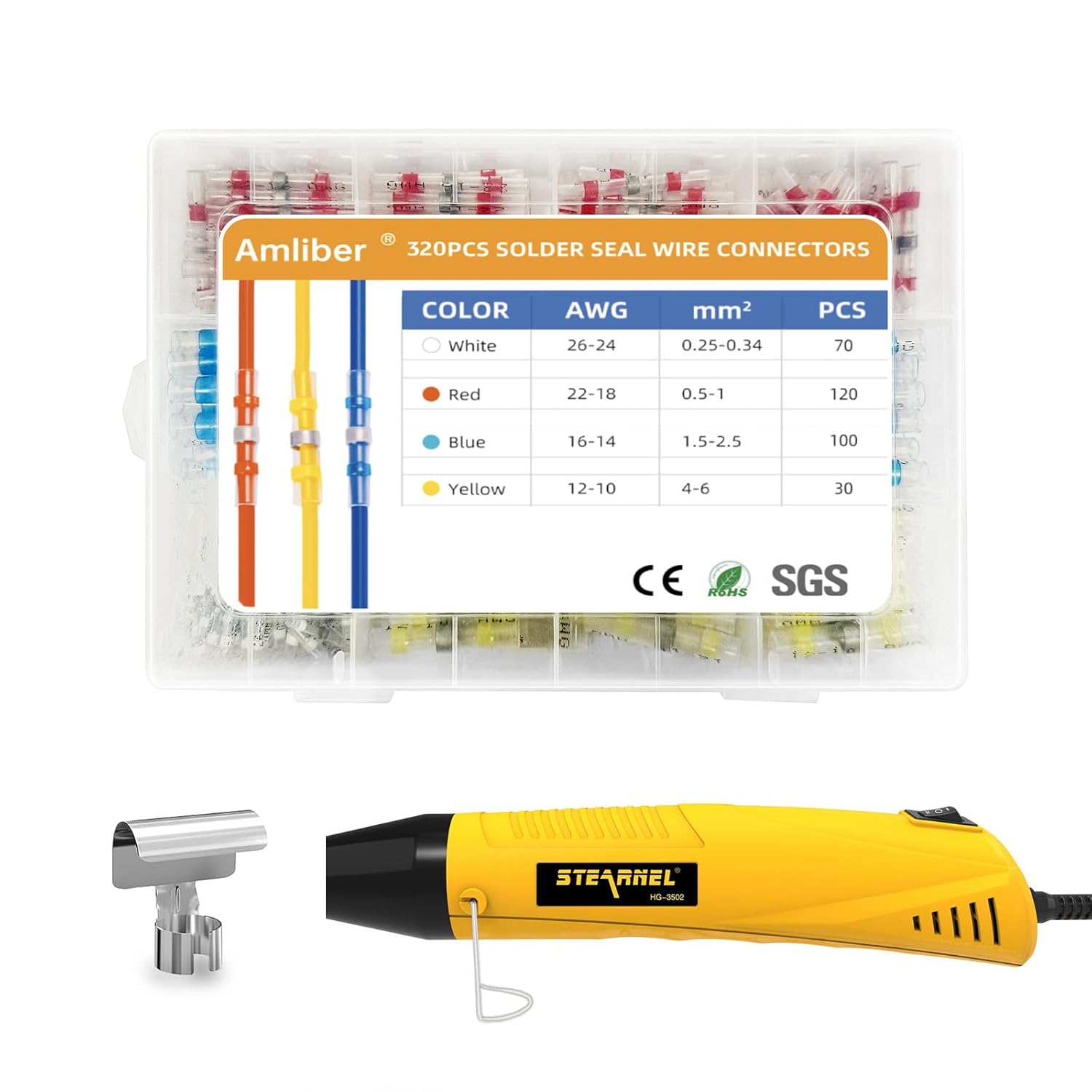 320PCS Solder Stick Wire Connectors with Heat Gun for Projects