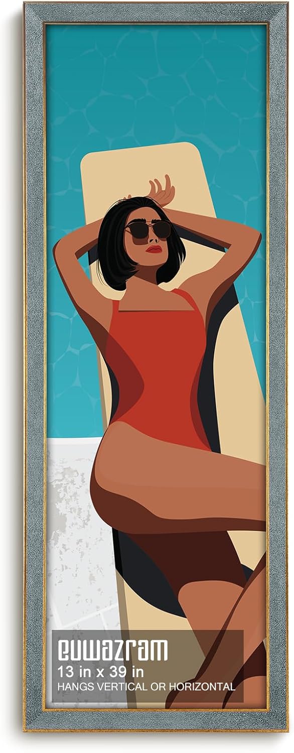 Elegant Gray Suede 13x39 Picture Frame for Artwork and Photos