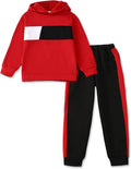 Boys Fall Winter Outfits Long Sleeve Fleece Hooded Tracksuit