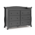Storkcraft Avalon 6 Drawer Double Dresser (Gray) - Nursery Storage
