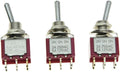 SALECOM 3pcs DPDT 6 Pin 3 Way ON/ON/ON Mini Toggle Switches - Compact