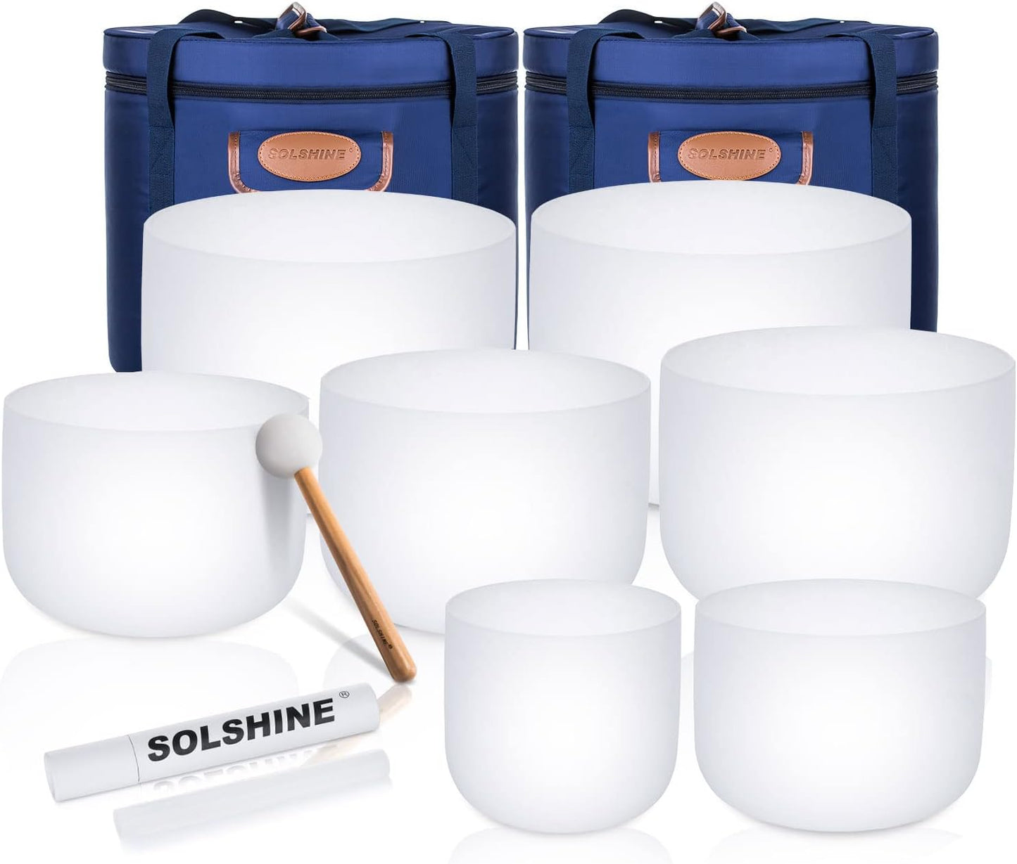 SOLSHINE Crystal Singing Bowl Set of 7 for Sound Healing