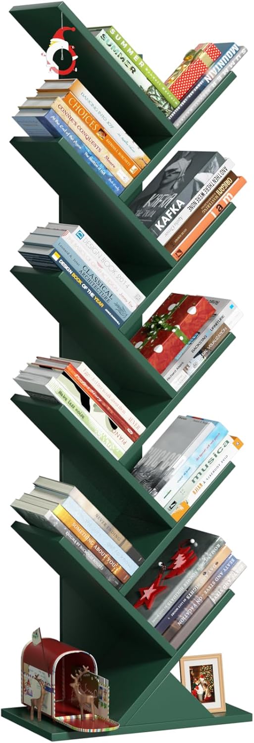 10 Tier Tree Book Shelf for Narrow Spaces - Stylish Storage Solution