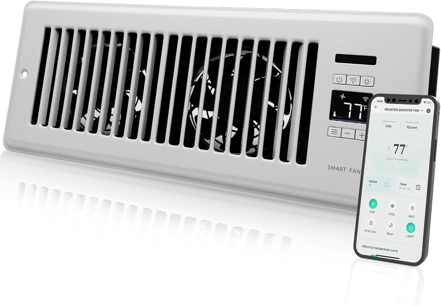 Super Quiet Register Booster Fan for 4 x 12 Register Holes