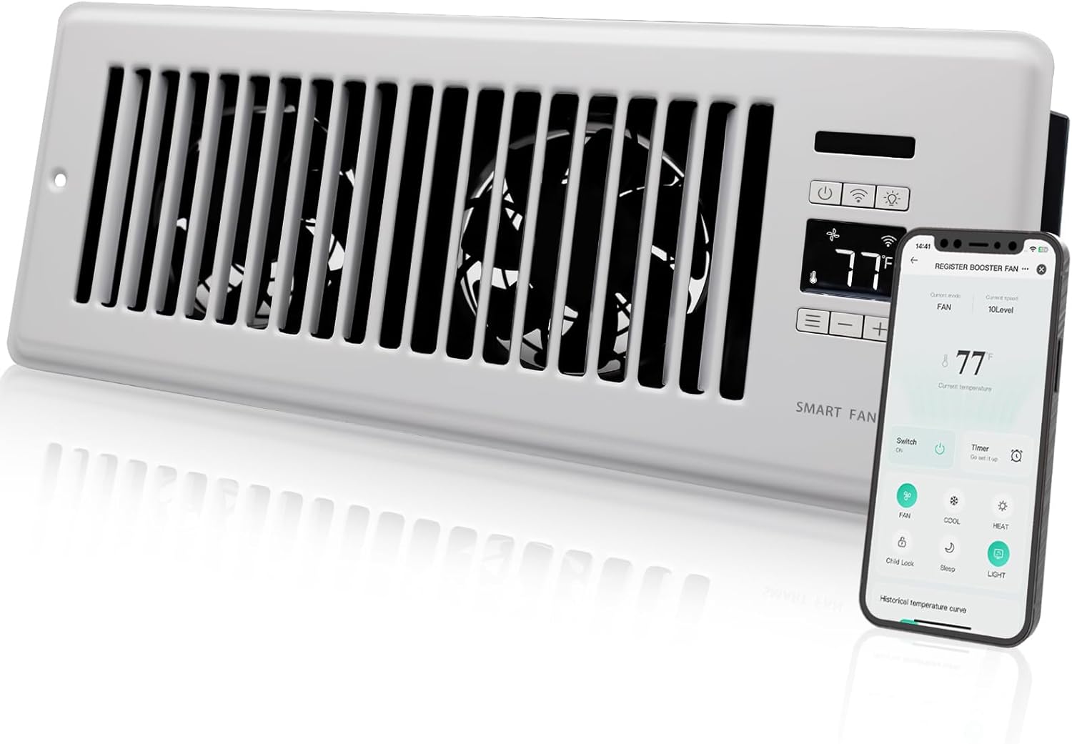Super Quiet Register Booster Fan for 4 x 12 Register Holes