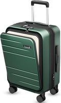 22 in Expandable Carry On Luggage with Front Laptop Pocket - Green