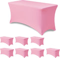 Table Cover for 4 Foot Rectangle Tables - 8 Pack Pink Fitted Stretch