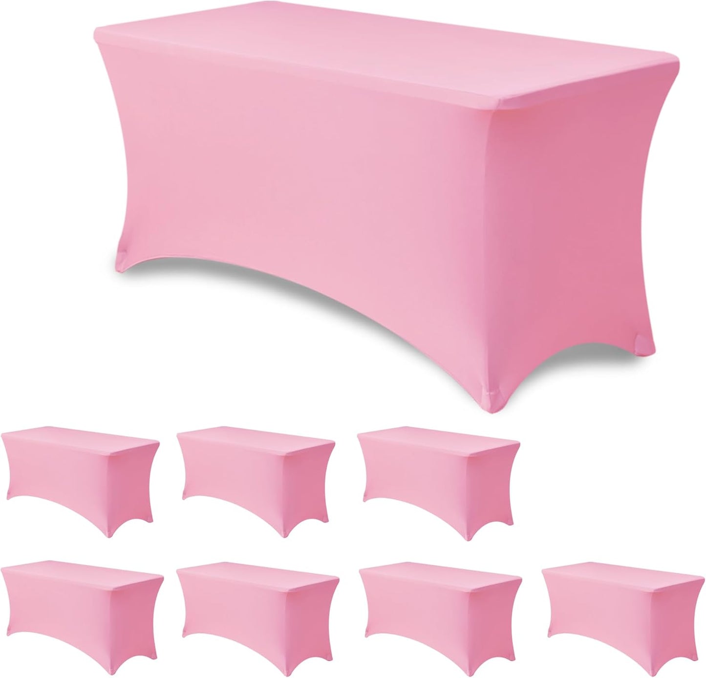 Pink Fitted Stretch Tablecloths for 4 Foot Rectangle Tables