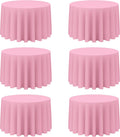 BRILLMAX 6 Pack Pink Round Tablecloths 108 in - Elegant, Washable