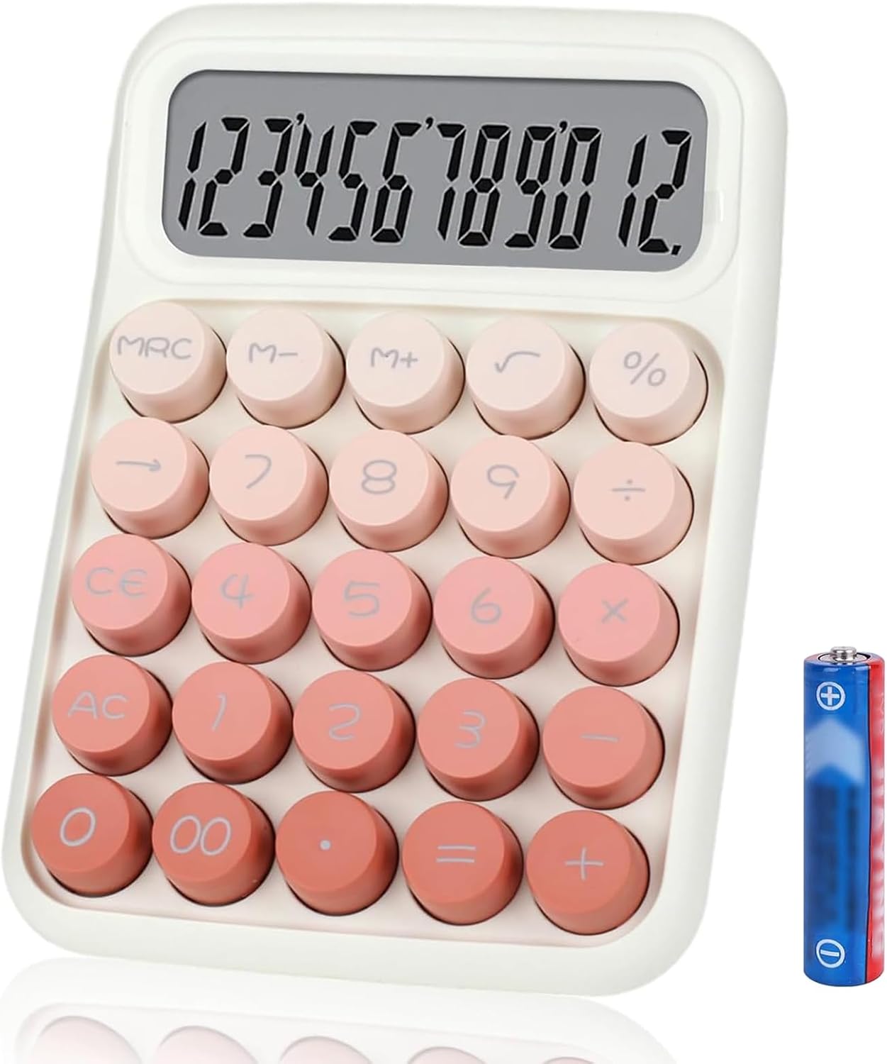 12-Digit Colorful Mechanical Calculator - Easy-to-Read Display