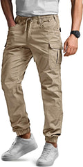 CQR Men's Flex Lightweight Joggers for Men - Tapered Outdoor Cargo