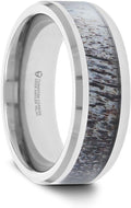 Deer Antler Inlay Tungsten Comfort Fit Wedding Band Ring