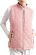 Women's Quilted Puffer Vest Water-Resistant with Corduroy Collar