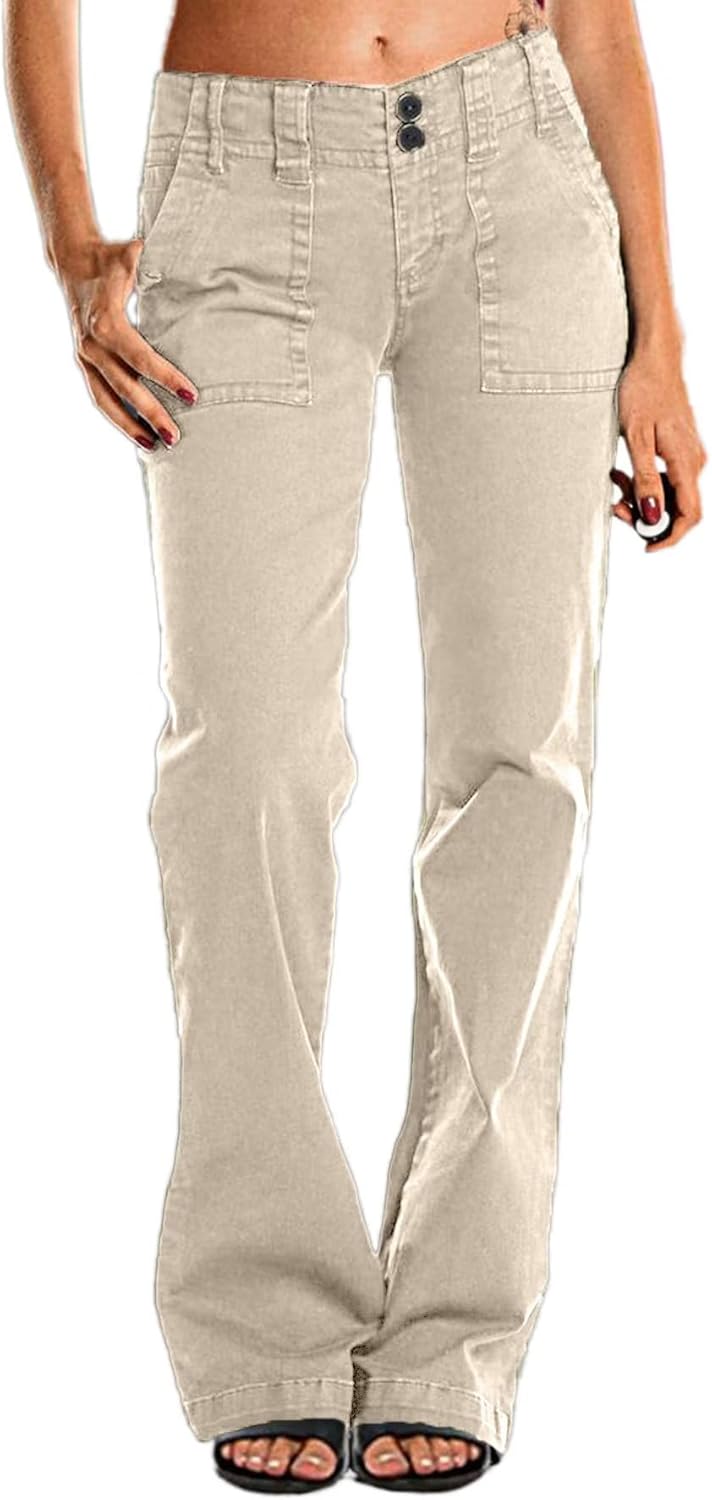 Flamingals Women's Wide Leg Cargo Pants for Business Casual Wear