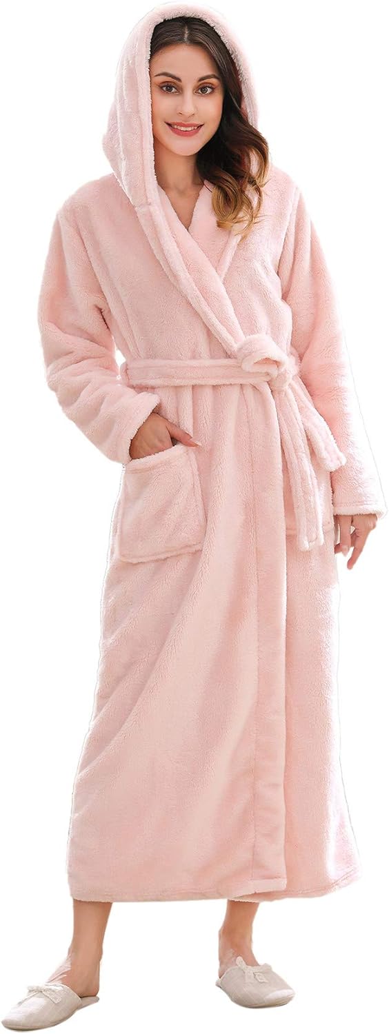 Richie House Women's Plush Soft Warm Fleece Bathrobe Robe RH1591