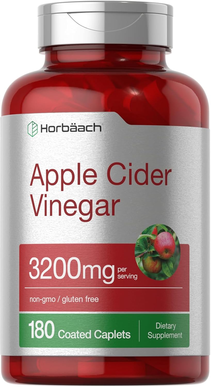 3200mg Apple Cider Vinegar Caplets | 180 Pills | Non-GMO