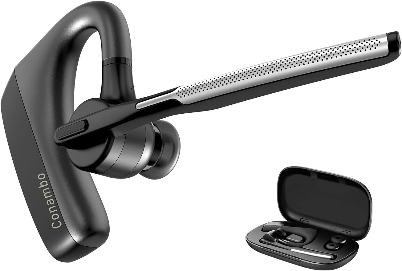 Conambo Bluetooth Earpiece: 16 Hrs Talktime, Dual Mic Noise Cancelling