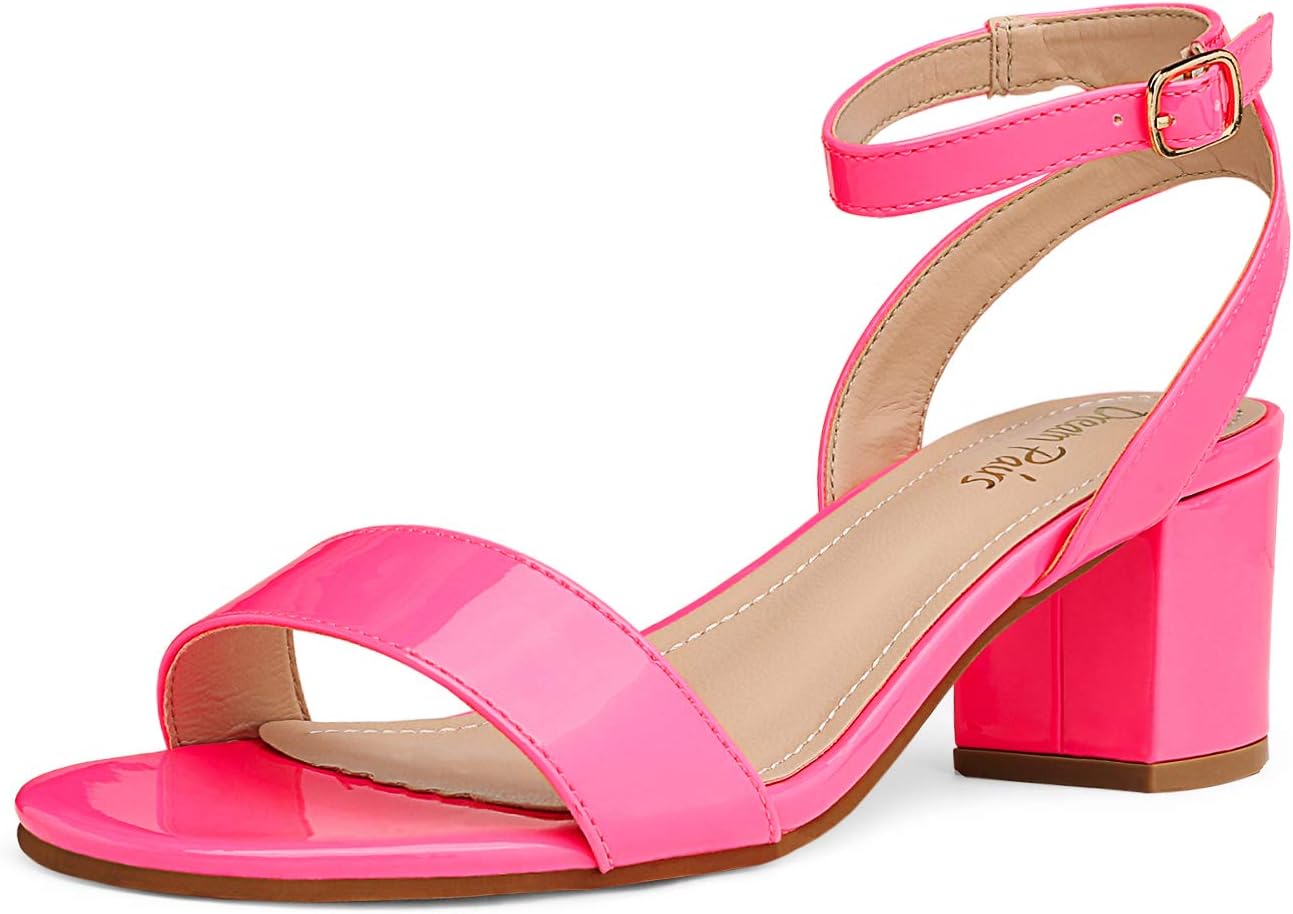 DREAM PAIRS Women's Open Toe Ankle Strap Chunky Heels Sandals