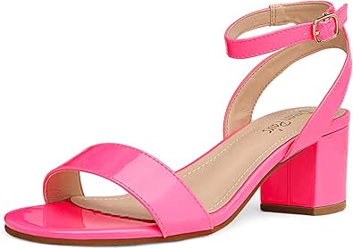 DREAM PAIRS Women's Open Toe Ankle Strap Chunky Heels Sandals