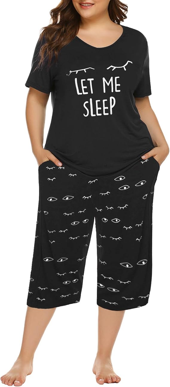 Plus Size Pajamas Capris Pants Set for Women by Tongmingyun
