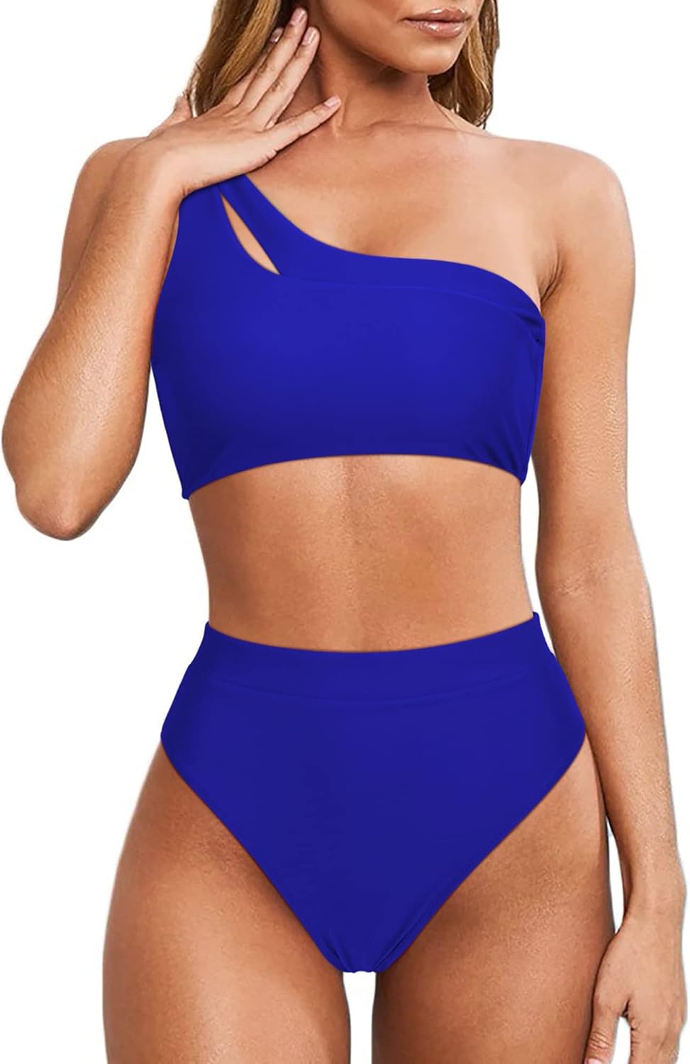 Cutout One Shoulder High Waisted Bikini for Women - Stylish Swimwear