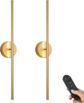 Battery Operated Wall Sconces with Remote Control - Dimmable Gold Set