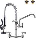 Brushed Nickel 21in Commercial Kitchen Faucet with Pre-Rinse Sprayer