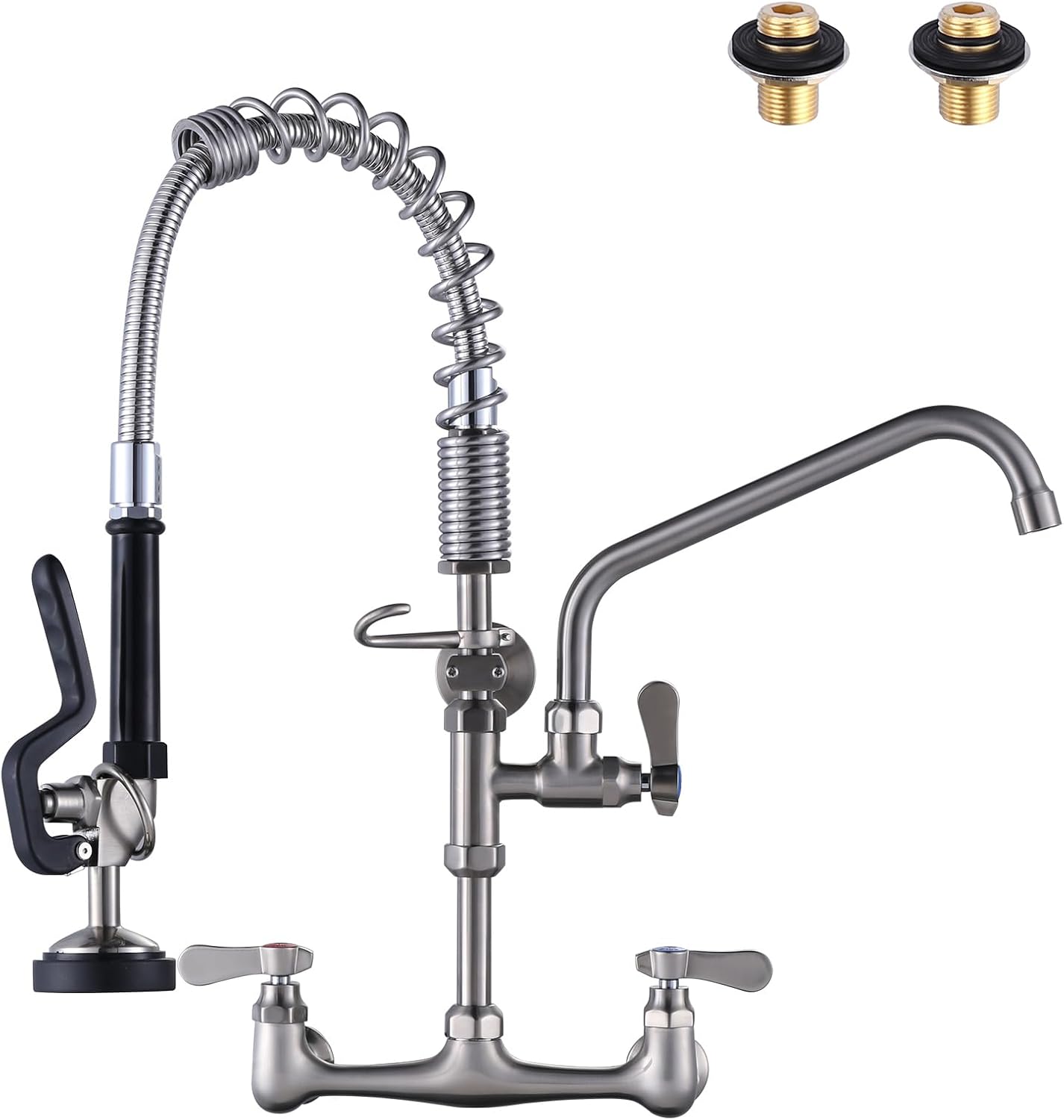 Brushed Nickel 21in Height Commercial Kitchen Faucet with Sprayer