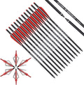 Elong Crossbow Bolts 20 Inch Carbon with Broadheads for Hunting