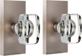 Crystal Glass Dummy Door Knob Interior - Brushed Satin Nickel 2 Pack