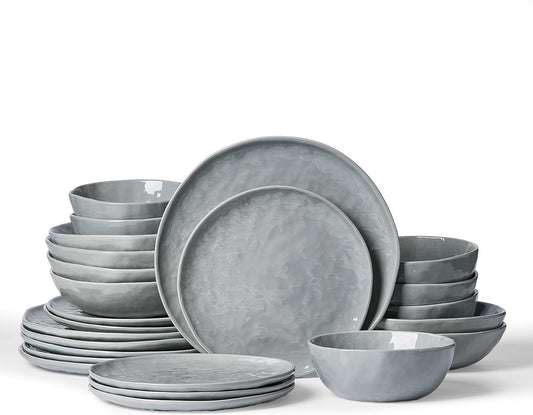 Famiware Modern Wave Edge Dinnerware Set for 6 - 24pc