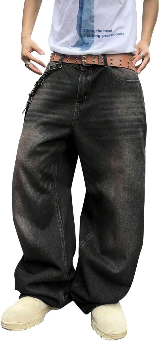 HUNGSON Mens Baggy Jeans for Men Women Y2k Skater Vintage Style
