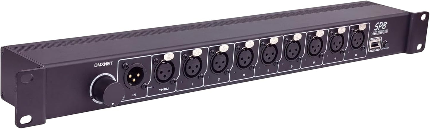 8-Port Opto-Isolated DMX Splitter with USB Adjustable Work Light