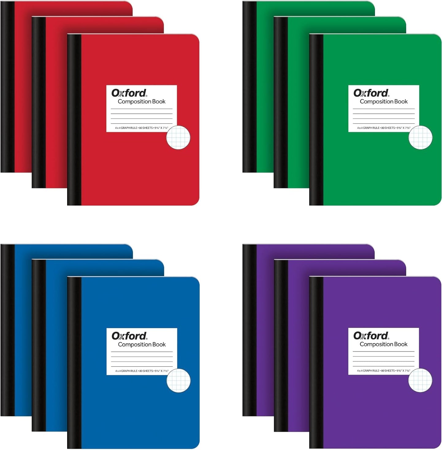 12 Pack Oxford Graph Ruled Notebooks - Organize Schoolwork Efficiently!
