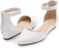 Women Flat Shoes with Ankle Strap and Low Wedge Heel - Comfort