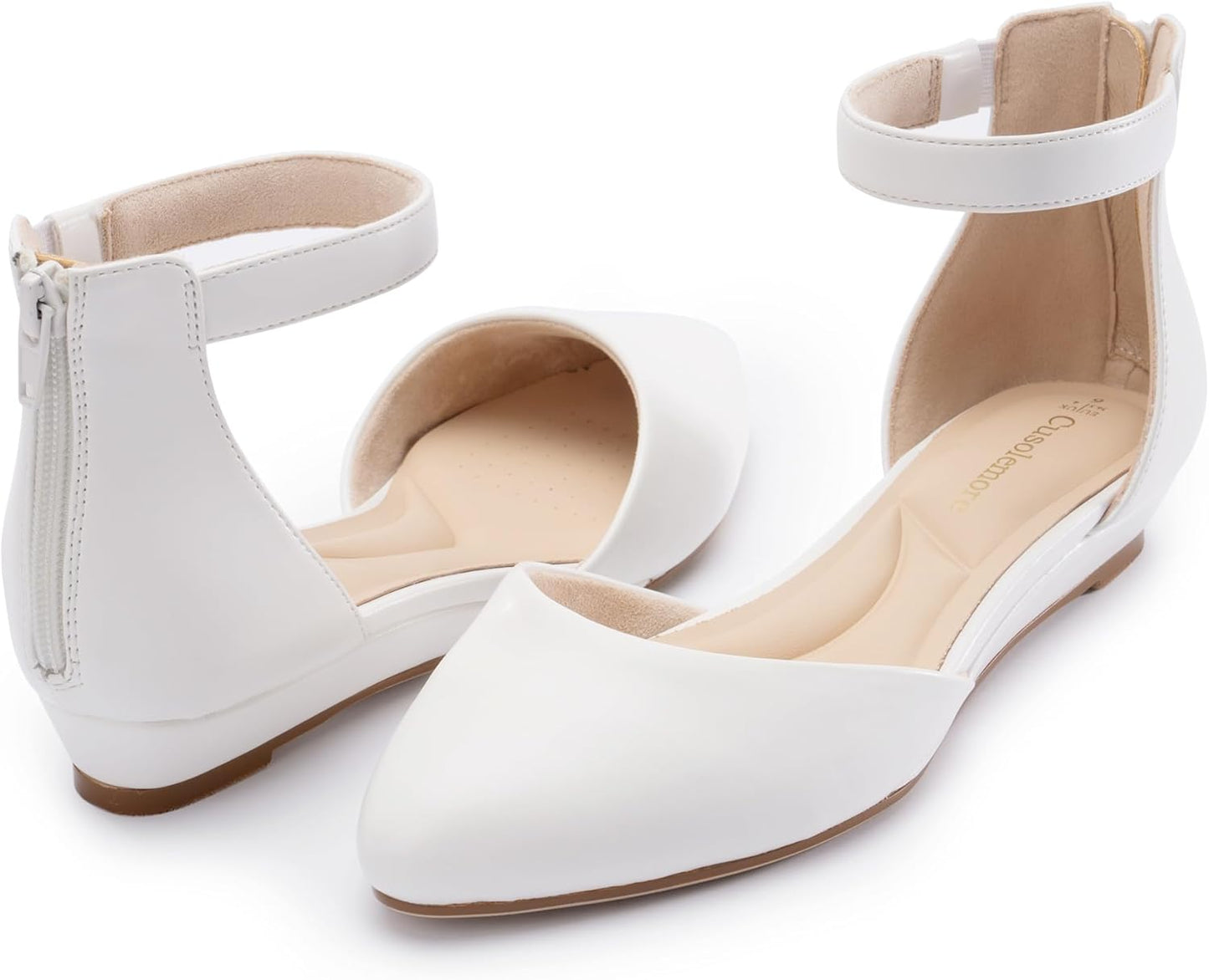 Women Flat Shoes with Ankle Strap for Work and Weddings