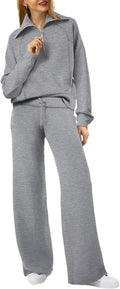 Lounge Sets For Women Half Zip Sweatshirt And Wide Leg Sweatpant in