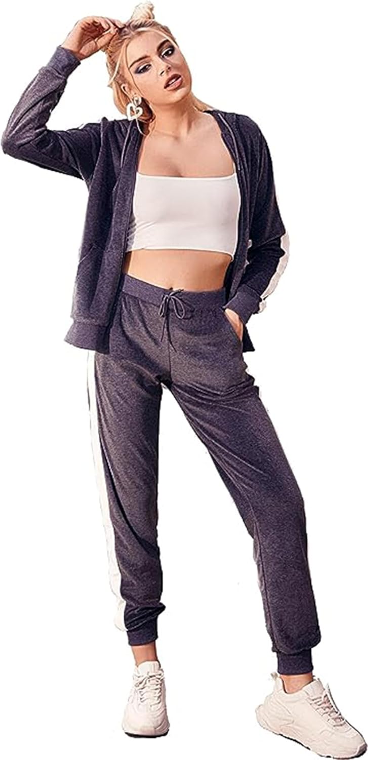 Facitisu Tracksuit for Women - Velour Jogging Set for Comfort