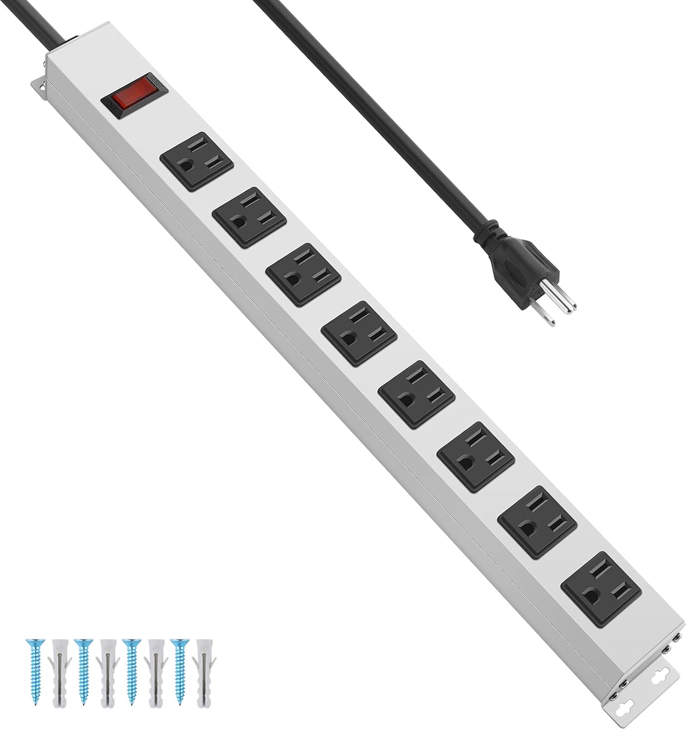 JUNNUJ Heavy Duty Surge Protector Power Strip - Mountable & Wide Spaced Outlets