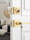 Entry Door Handle and Deadbolt Combo Pack - Satin Brass