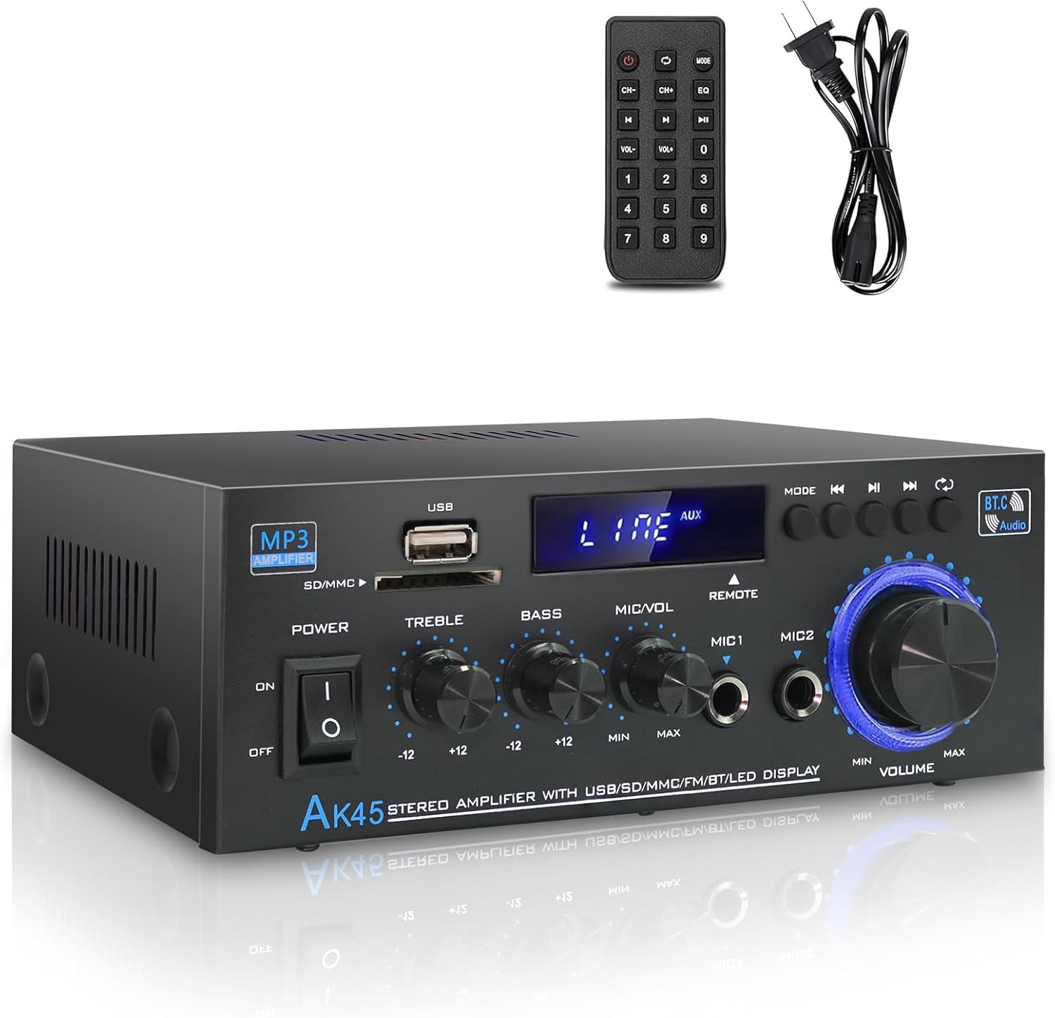 AK45 Stereo Home Audio Amplifier Receiver with Bluetooth 5.0