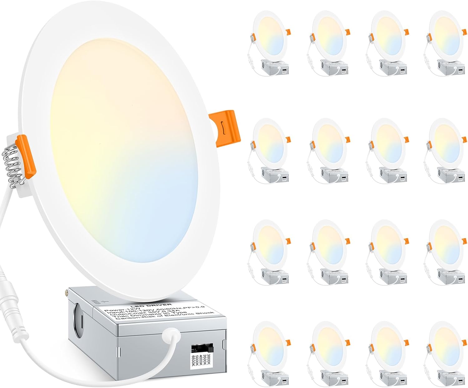 LED Recessed Ceiling Lights Ultra-Thin 5CCT Dimmable 16 Packs